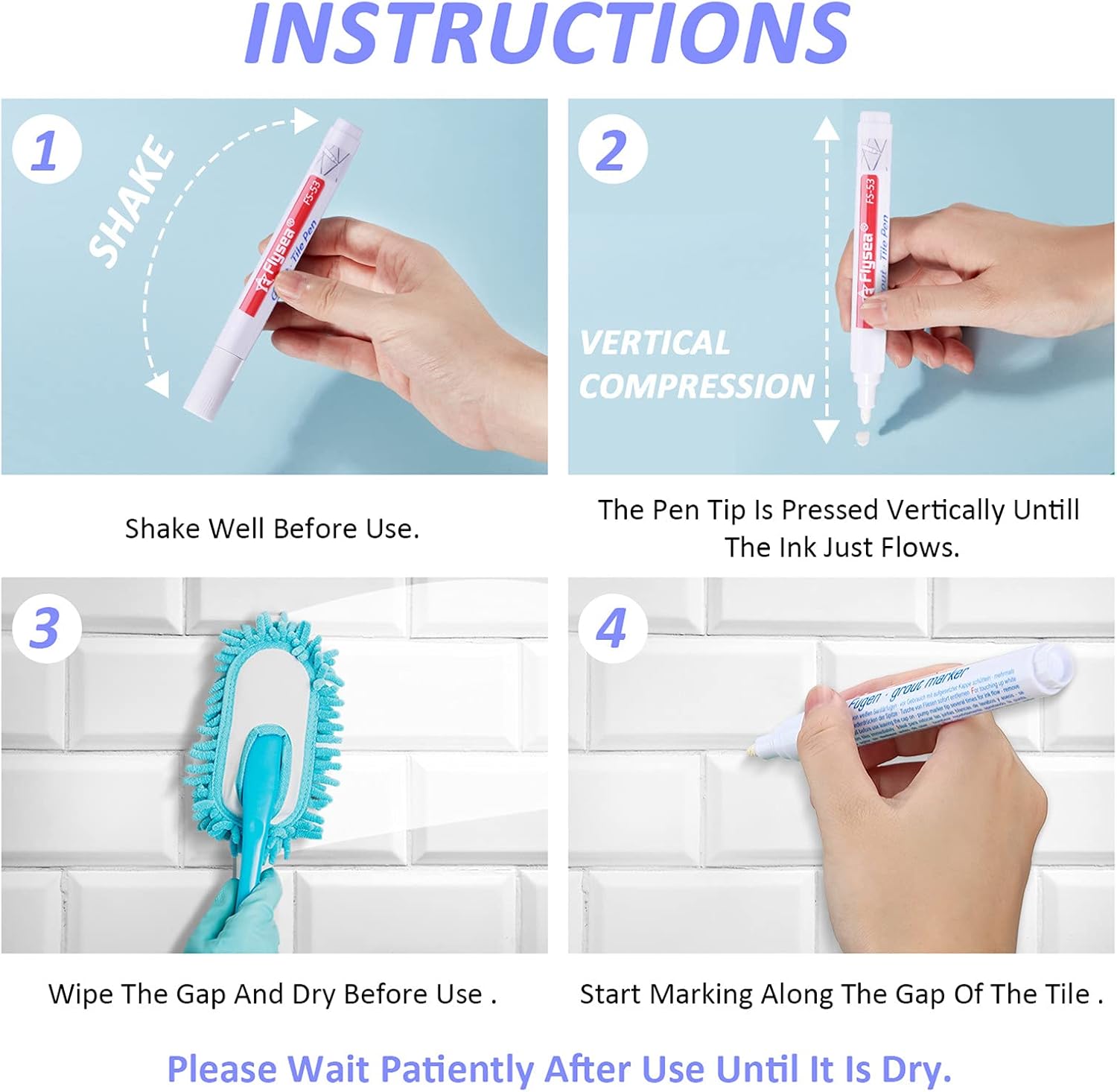 12 Pieces Grout Tile Pen Grout Restorer Pen Renew Repair Marker for Tile Wall Floor (White)