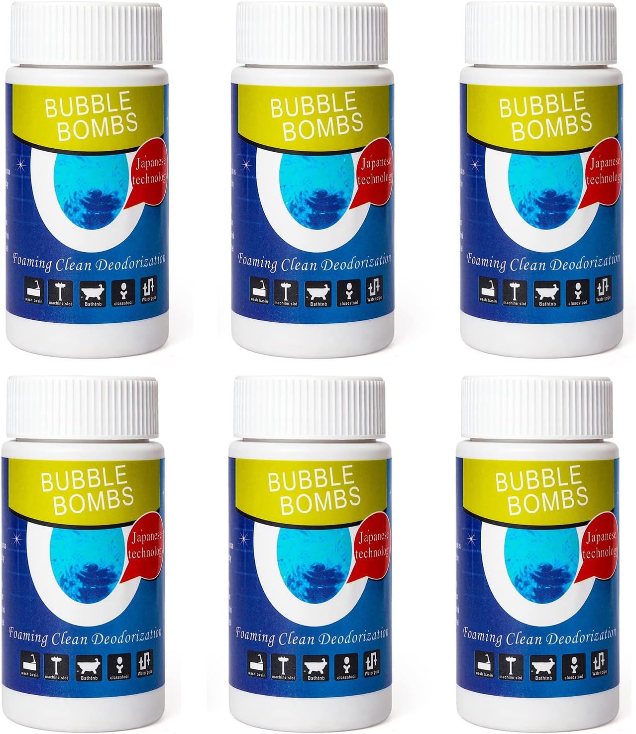 6 Pcs Bubble Bombs Drain Cleaner, Pipe Dredge Deodorant, Quick Dredge Pipeline, Powerful Sink Drain Cleaner, Magic Fast Foaming for Kitchen Toilet Pipeline Quick Cleaning Tool