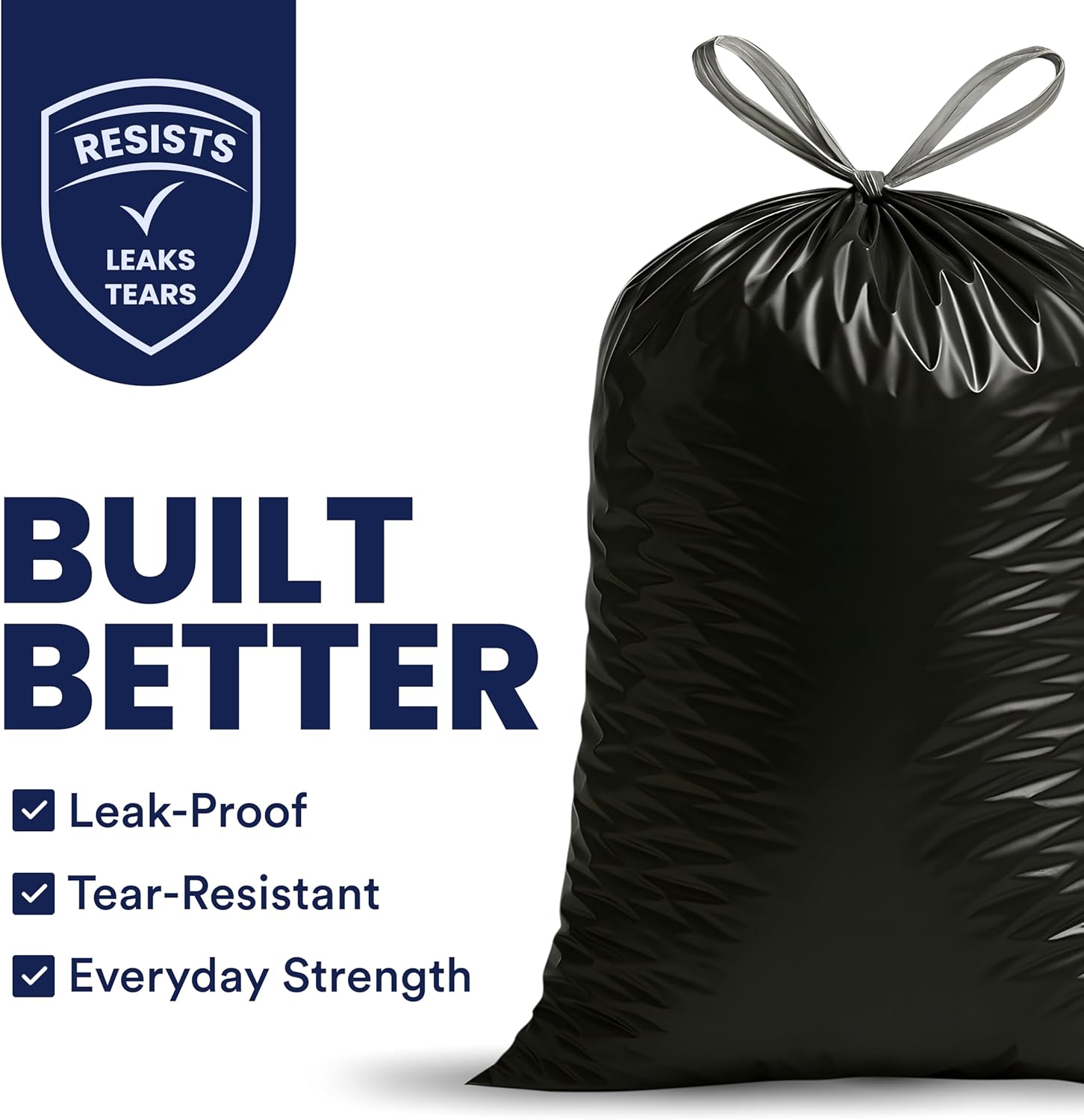 Plasticplace W13DSBKJR 13 Gallon Trash Bags │ 1.2 Mil │ (50 Count) Black Extra Tall Garbage Can Liners │ 24” x 31”