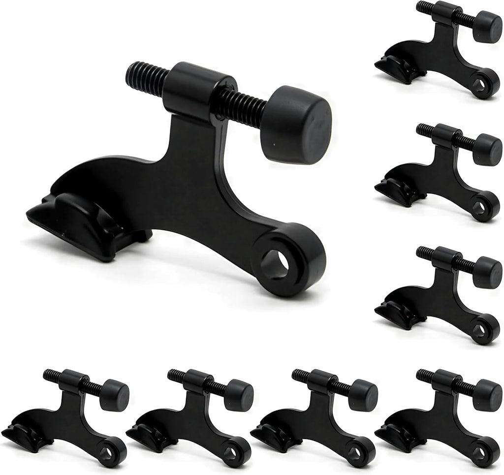 8 Pack Hinge Pin Black Door Stopper, Adjustable Heavy Duty Hinge Pin Door Stop with Black Rubber Bumper Tips