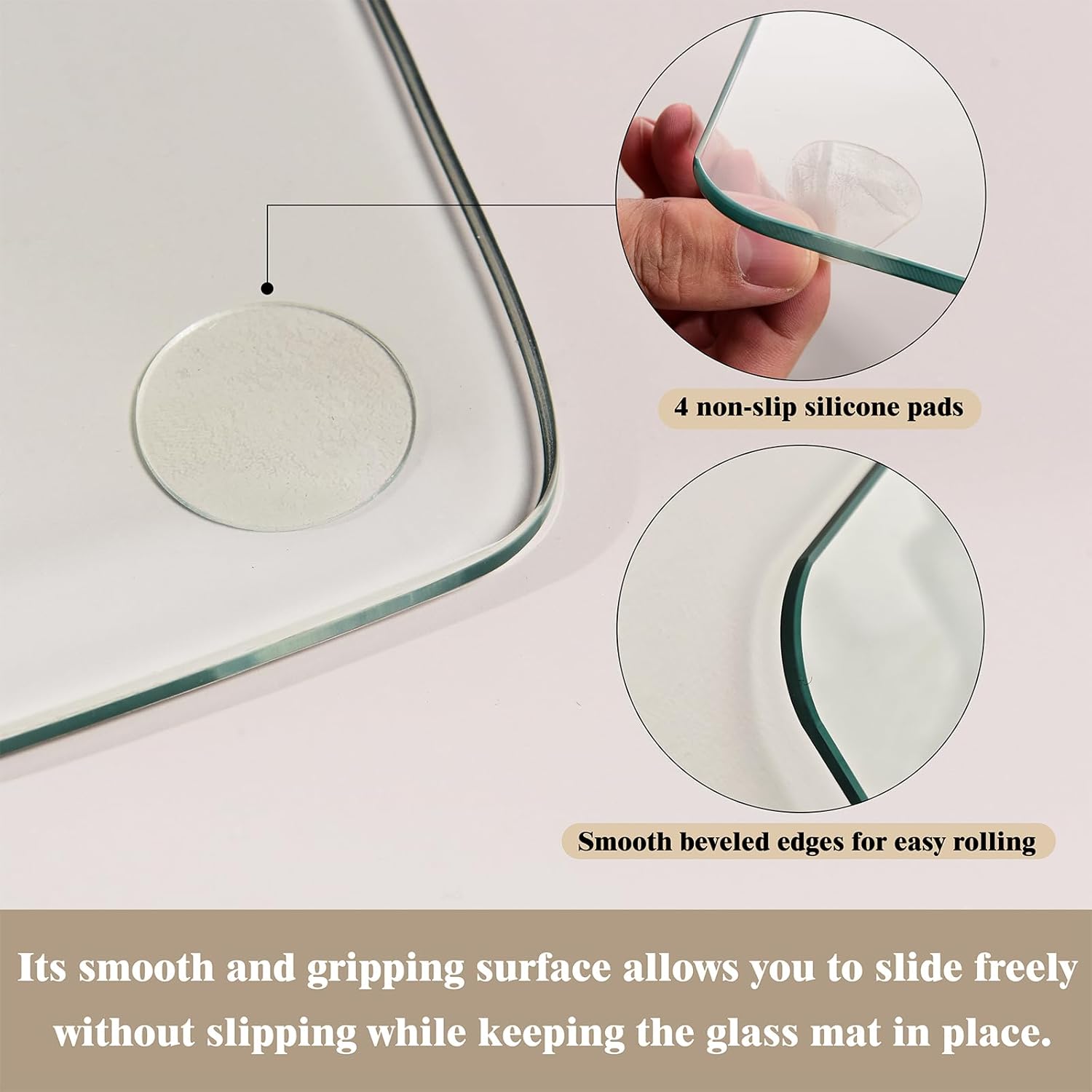 Koonmi Tempered Glass Chair Mat for Hardwood Floors & Carpets, 40" x 80“ Transparent Heavy Duty Office Floor Protector with Noise-Free Gliding Shatterproof for Home Office Desk