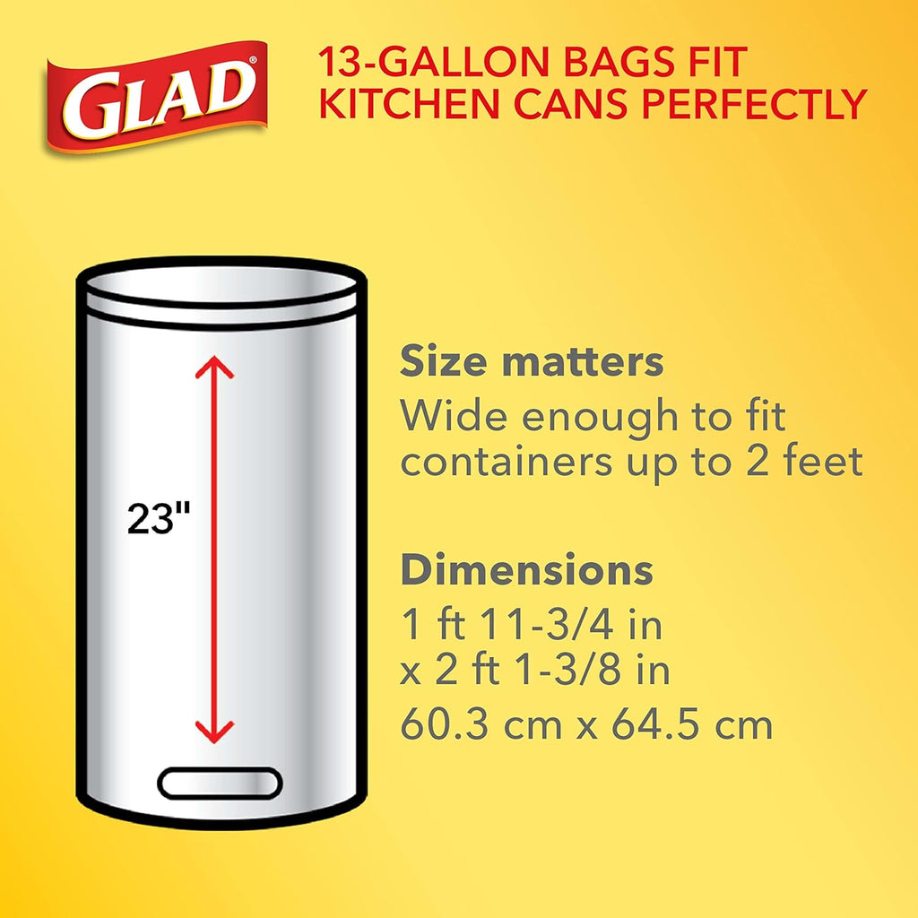 Glad ForceFlex Tall Kitchen Drawstring Trash Bags, 13 Gal, Fragrance Free, 40 Ct (Package May Vary)