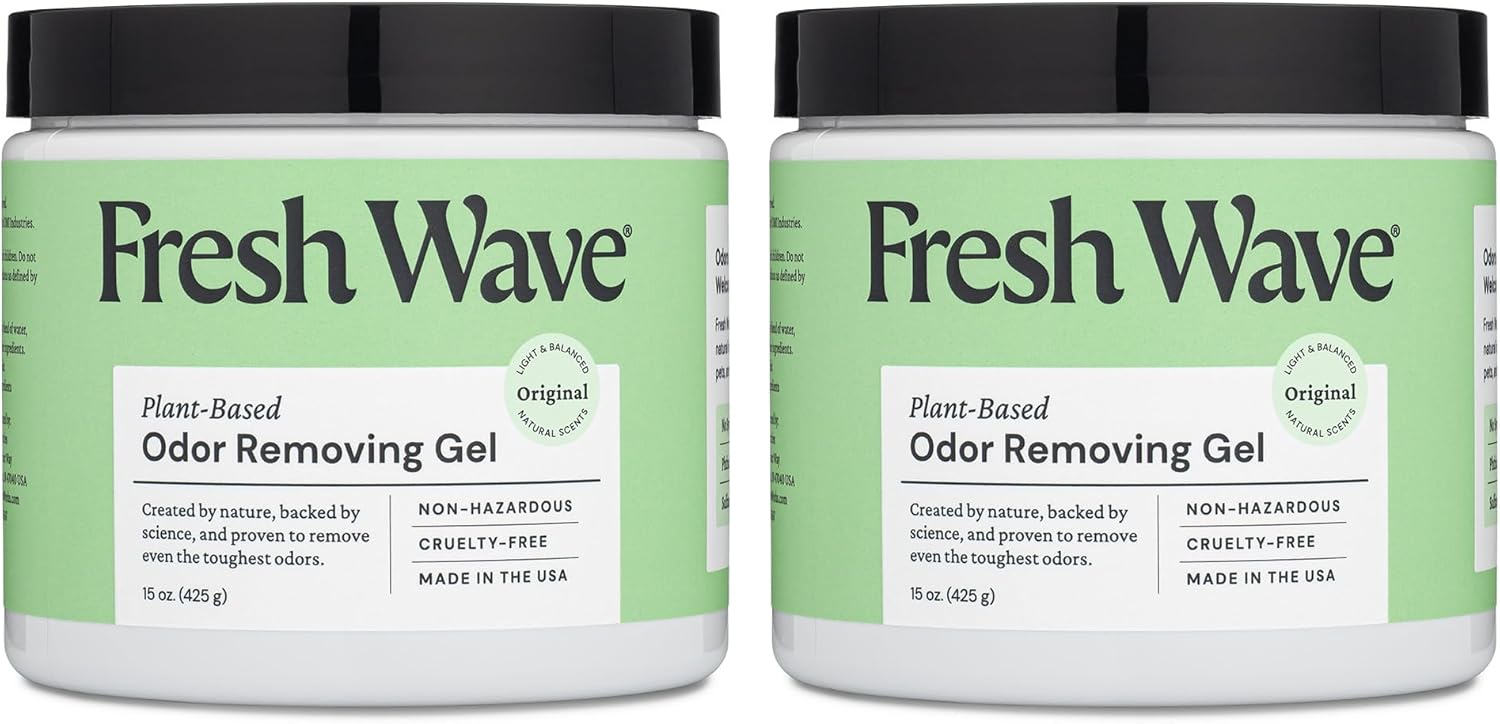 Fresh Wave Odor Removing Gel, 15 oz., Pack of 2 - Odor Absorbers for Home, Safer Odor Relief, Natural Plant-Based Odor Eliminator, Every 15 oz. lasts 30-60 Days, For Cooking, Trash & Pets