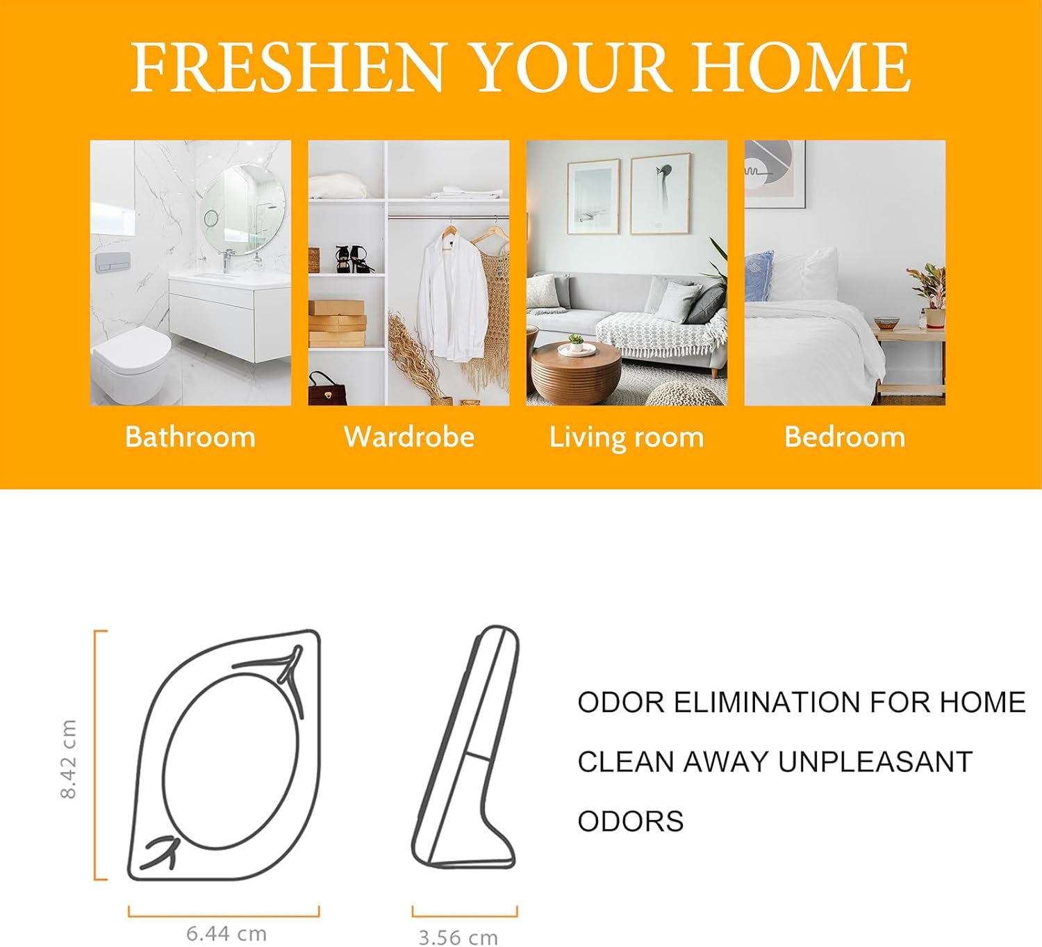 Air Freshener for Home, 4 Pack, Citrus, Odor Eliminator for Small Area Closets Bathroom Pets Strong Odor, Up to 120 Days