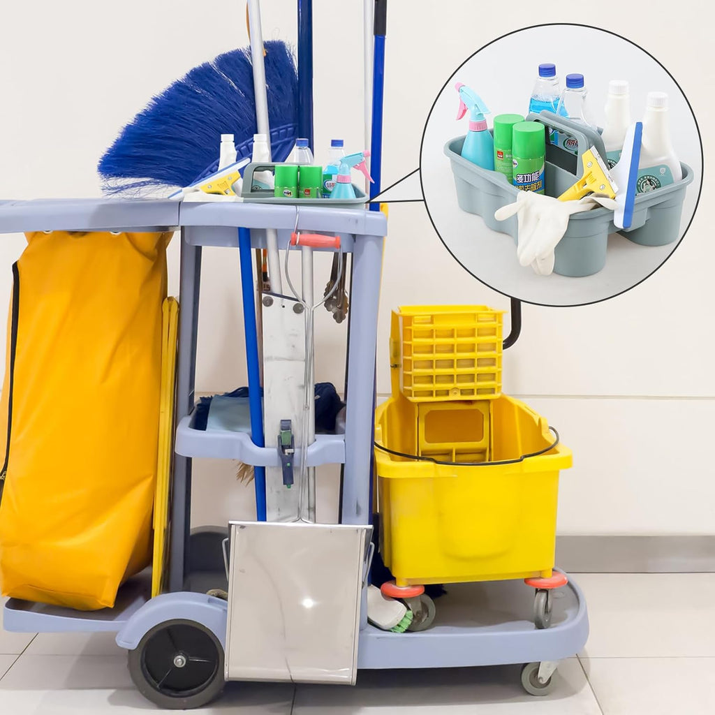 4 Pack Bathroom Cleaning Caddy Organizer with Handle, Plastic Bucket for Cleaning Tool, Gray