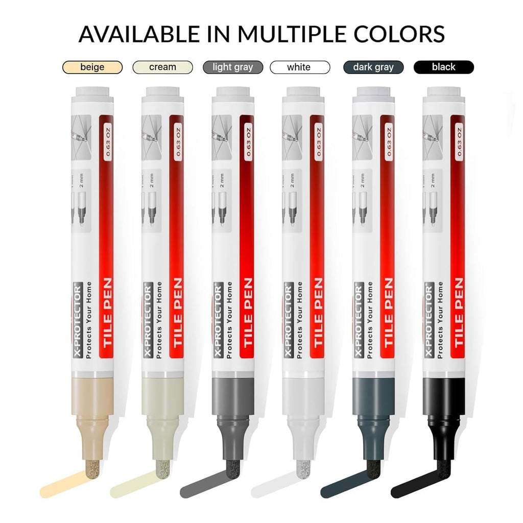X-Protector Pen for Grout - 2 PCS, Black - Ideal Grout Paint Pens to Make Grout Black Again - Premium Grout Renew Pen with 2 Tips Types - Make Your Grouts Perfect Again!