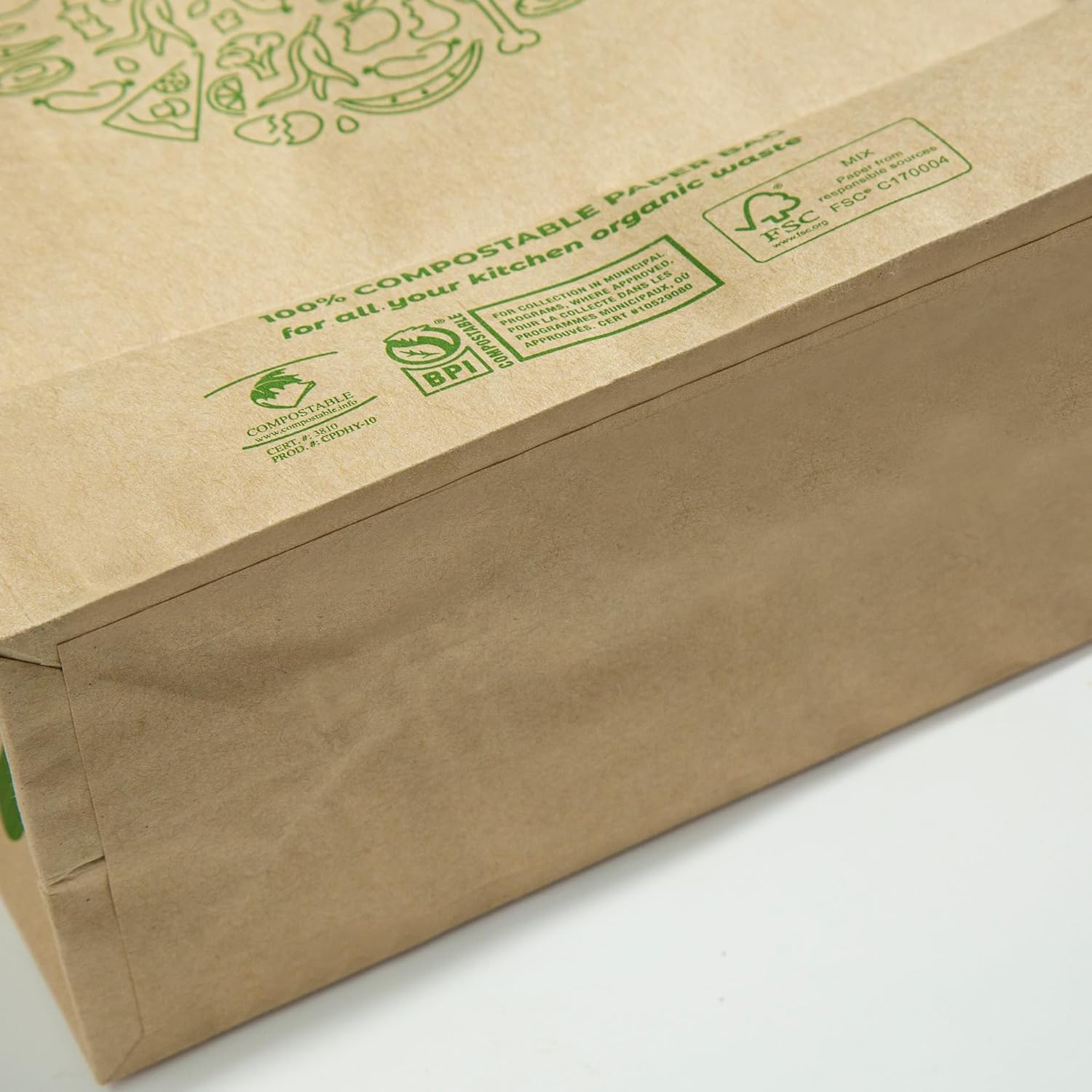 Hytrend-Kitchen Food Waste Bag-35 Bags-%100 Compostable paper Bag - Leak Resistant Liner - Plastic Free - Small-Certified by BNQ and BPI