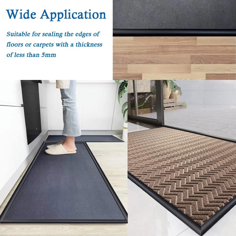 Floor Transition Strip Self Adhesive Carpet & Flooring Transitions Edging Trim Strip PVC Threshold Transitions Suitable for Threshold Height Less Than 10mm (6.56Ft, Black)