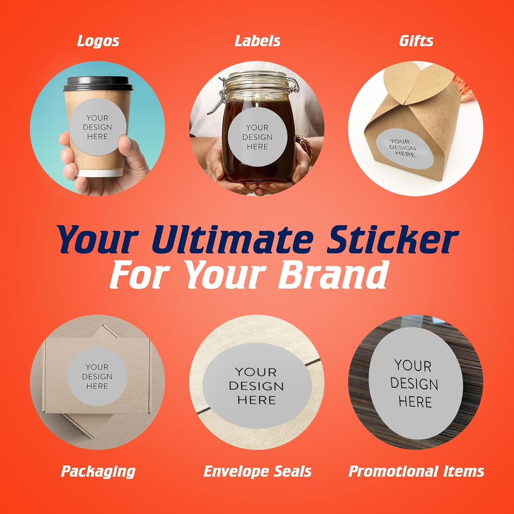 100 Custom Vinyl Stickers - Upload Your own Image, Text, Design, Logo - Personalized Logo Labels for Handmade, Packaging, Bottle, Jars, Candle, Brand Stickers (Gray, 5x5)