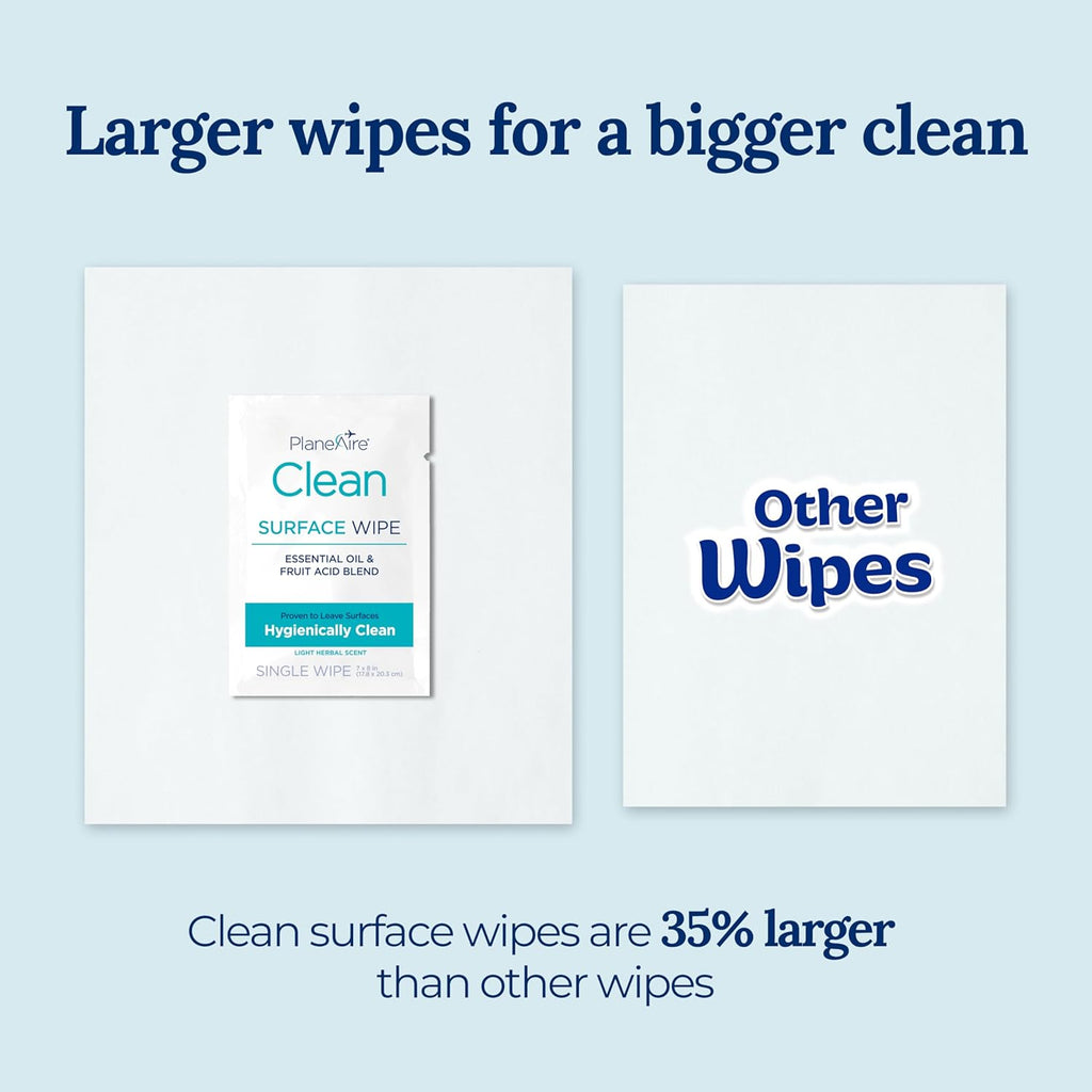 Clean Wipes | Surface Cleaning Wipes | Individually Wrapped Travel Wipes | All Purpose Cleaning Wipes | Airplane Travel Essentials | Travel Cleaning Supplies | On the Go | Essential Oils | 4 Pack