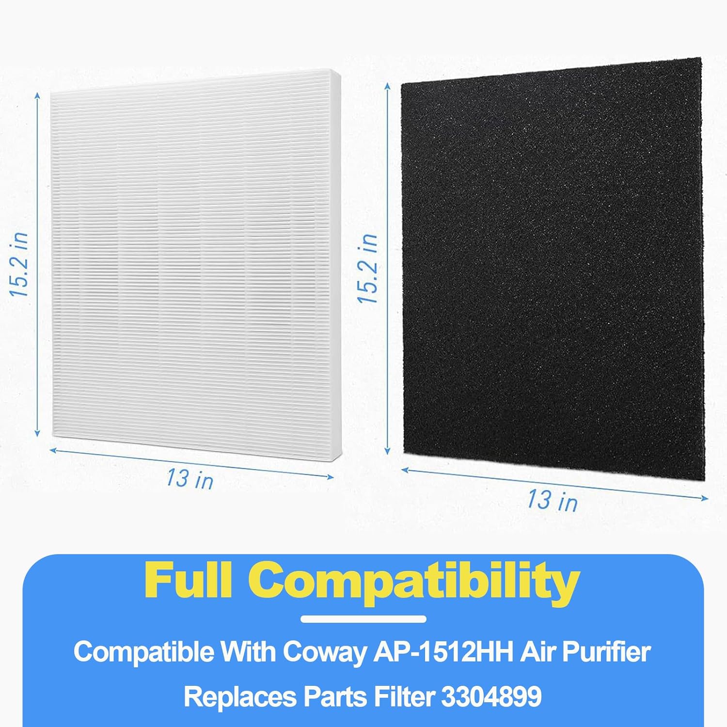 AP-1512HH Air Purifier Replacement Filter Set Compatible with Coway Airmega AP-1512HH,AP-1518 and Airmega 200M Air Purifier, 2 True HEPA and 6 Carbon Pre-Filters, Compared to Part # 3304899