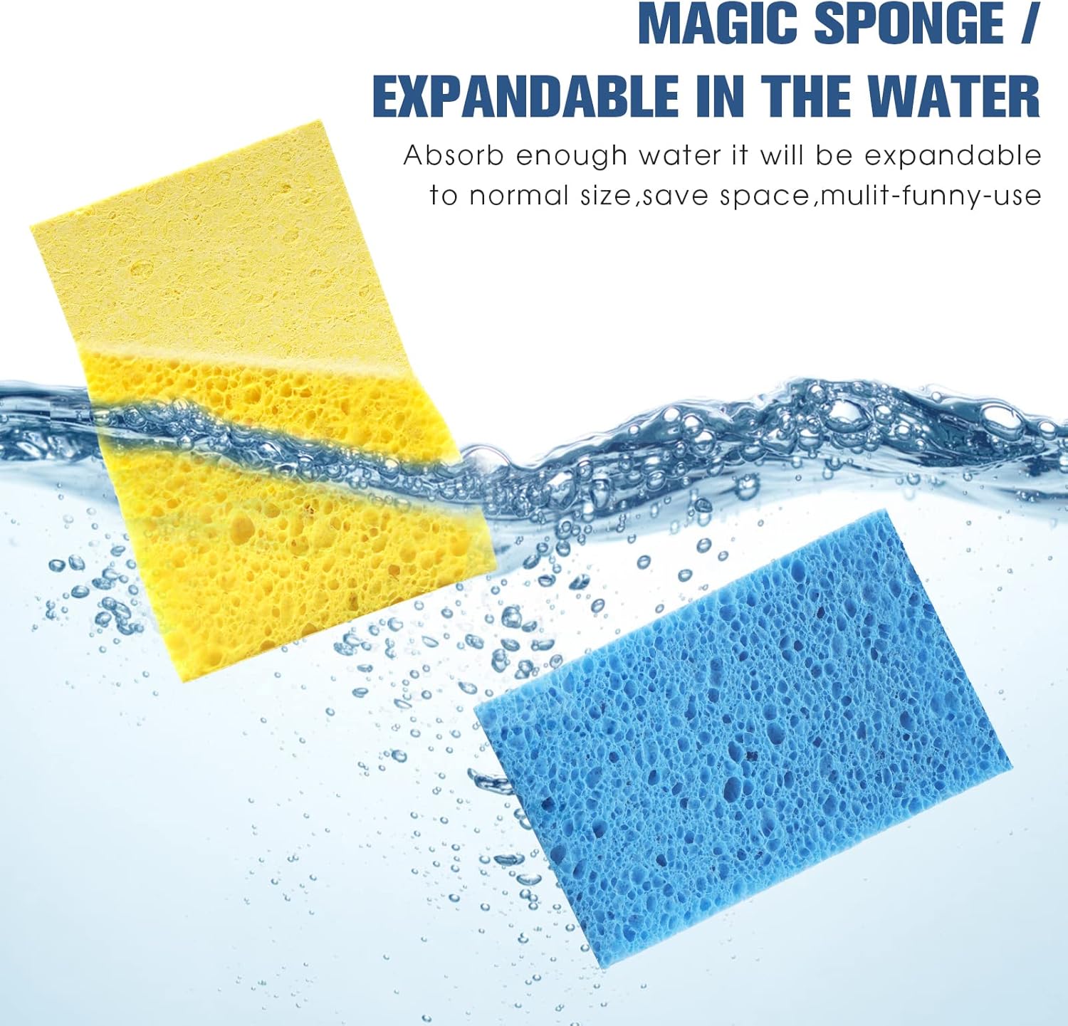 Compressed Cellulose Kitchen Sponges 12Pack，Non-Scratch Biodegradable Natural Colorful Sponge Scrub for Dishes Cleaning,Funny DIY Sponge for Kids