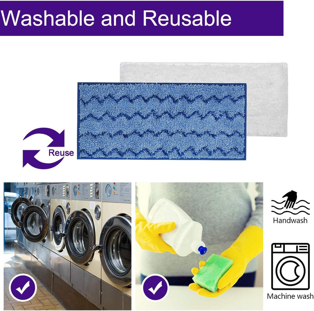 KEEPOW Reusable Mop Pads Compatible with Swiffer Wet Jet Mop Starter, Replacement Microfiber Refills for Wet and Dry Sweeping, 4 Pack