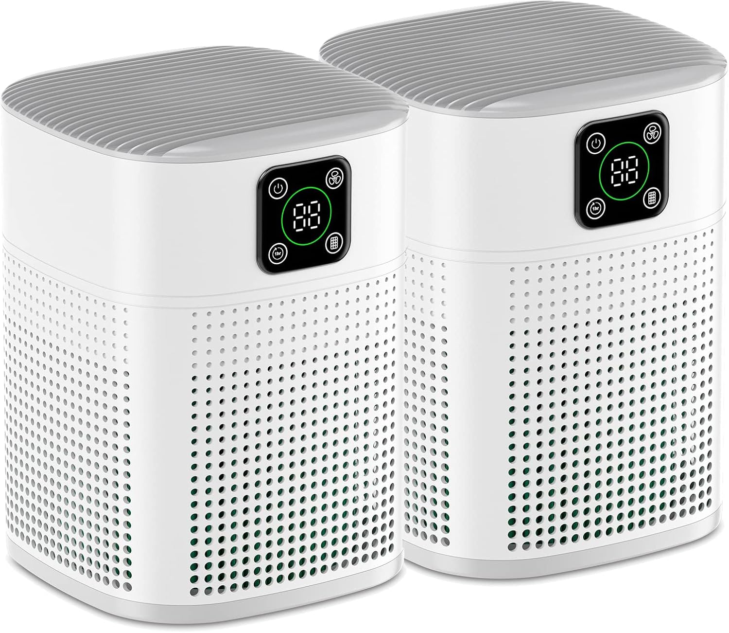 2 Pack Air Purifiers for Home Bedroom up to 650ft², Honeyuan H13 HEPA Air purifier with 360°Air Intake, 3 Fan Speeds, White