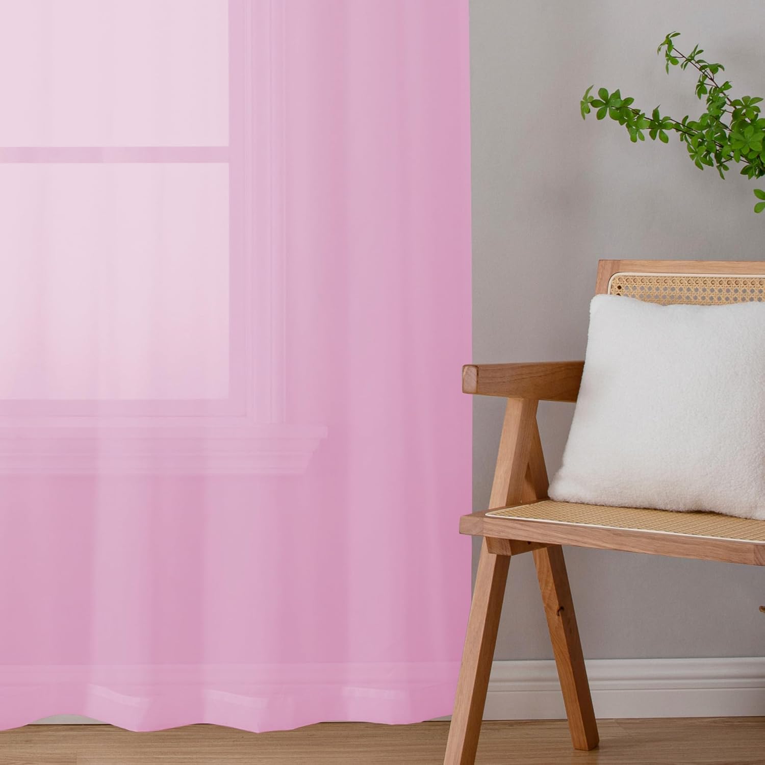 Chyhomenyc Pink Sheer Curtains 72 Inch Length 2 Panels, Light Filtering Soft Airy Rod Pocket Voile Window Curtain Drapes for French Door Bedroom Living Room, Each 42Wx72L Inches