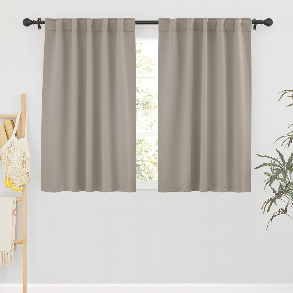 RYB HOME Blackout Curtains for Living Room Thermal Insulated Privacy Window Blinds for Kids Bedroom Cafe Bathroom Home Office, 42 inch Width x 54 inch Length, Sand, 2 Panels