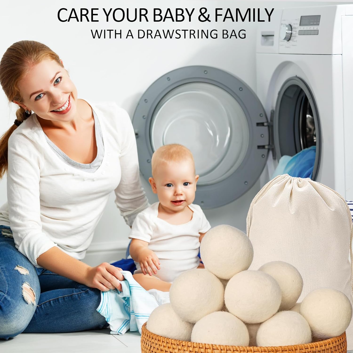 12 Pack Wool Dryer Balls XL Reusable Laundry Balls for Dryer Natural Fabric Softener Ball with 1 Storage Bags Reduce Wrinkles and Decrease Drying Time