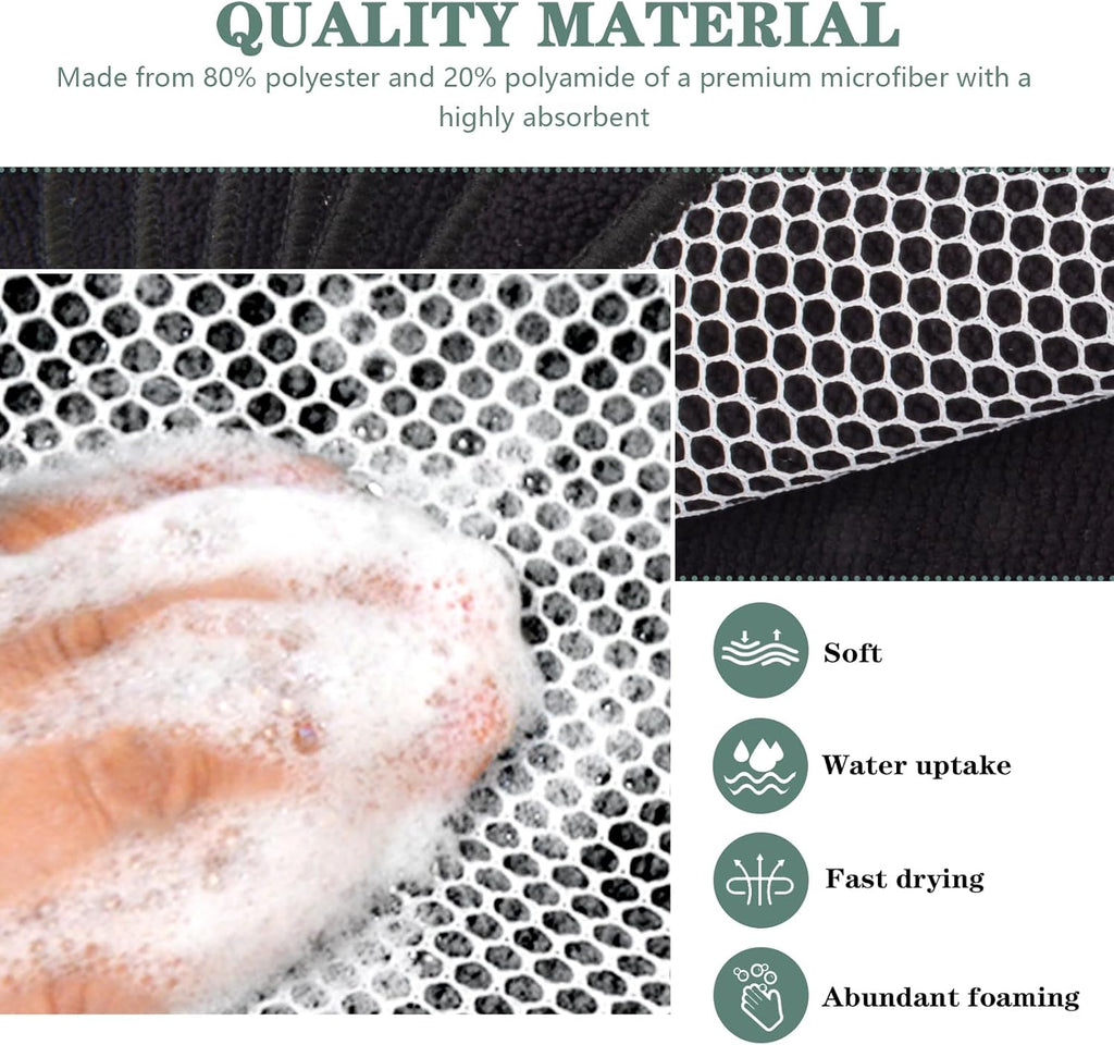 SINLAND Microfiber Dish Cloth for Washing Dishes Dish Washing Rags Best Kitchen Washcloth Cleaning Cloths Wash Cloths with Poly Scour Side 7.87Inchx7.87Inch 10 Pack Black