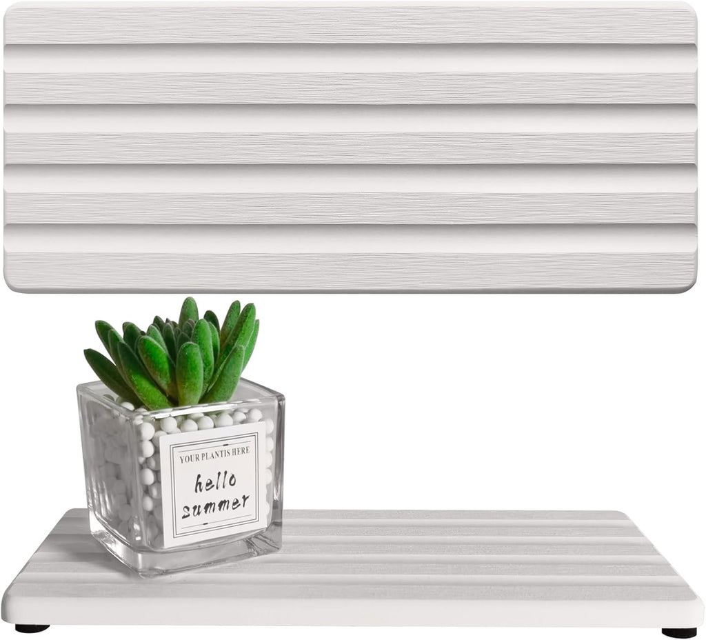 Diatomite Soap Dish, Water Absorbing Stone Tray, Kitchen Sink Organizer, Fast Drying Counter Holder (White, 11" x 4.7"/28 x 12cm)