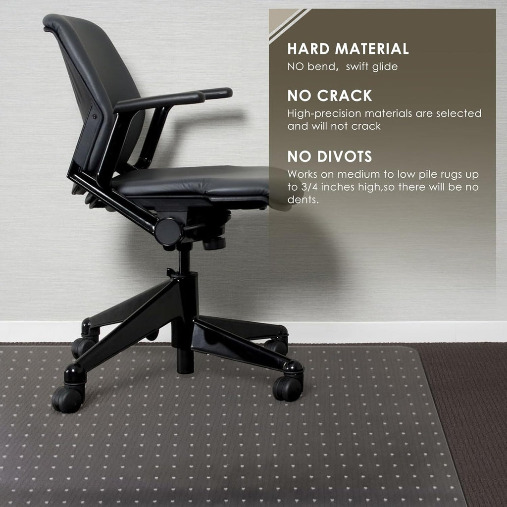Azadx Heavy Duty Office Chair Mat for Carpet 32" x 55" Hard Material Chair Mat for Carpeted Floor Non-Slip Carpet Protector for Office Easy Glide Desk Floor Mat for Office Chair on Carpets 2 Pack
