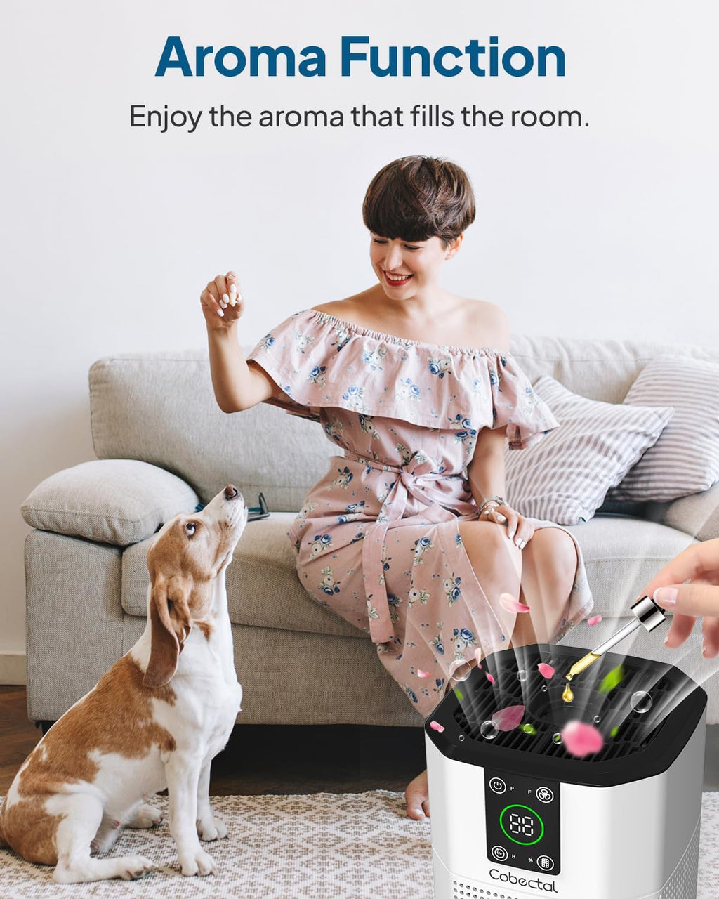 2 Pack Air Purifier for Home Bedroom, Cobectal Room Air Cleaner with H13 True HEPA 3-in-1 Filter, Aroma Function & Sleep Mode, Desktop Small Air Purifier for Office, Dorm, Hotel, RVs (White)