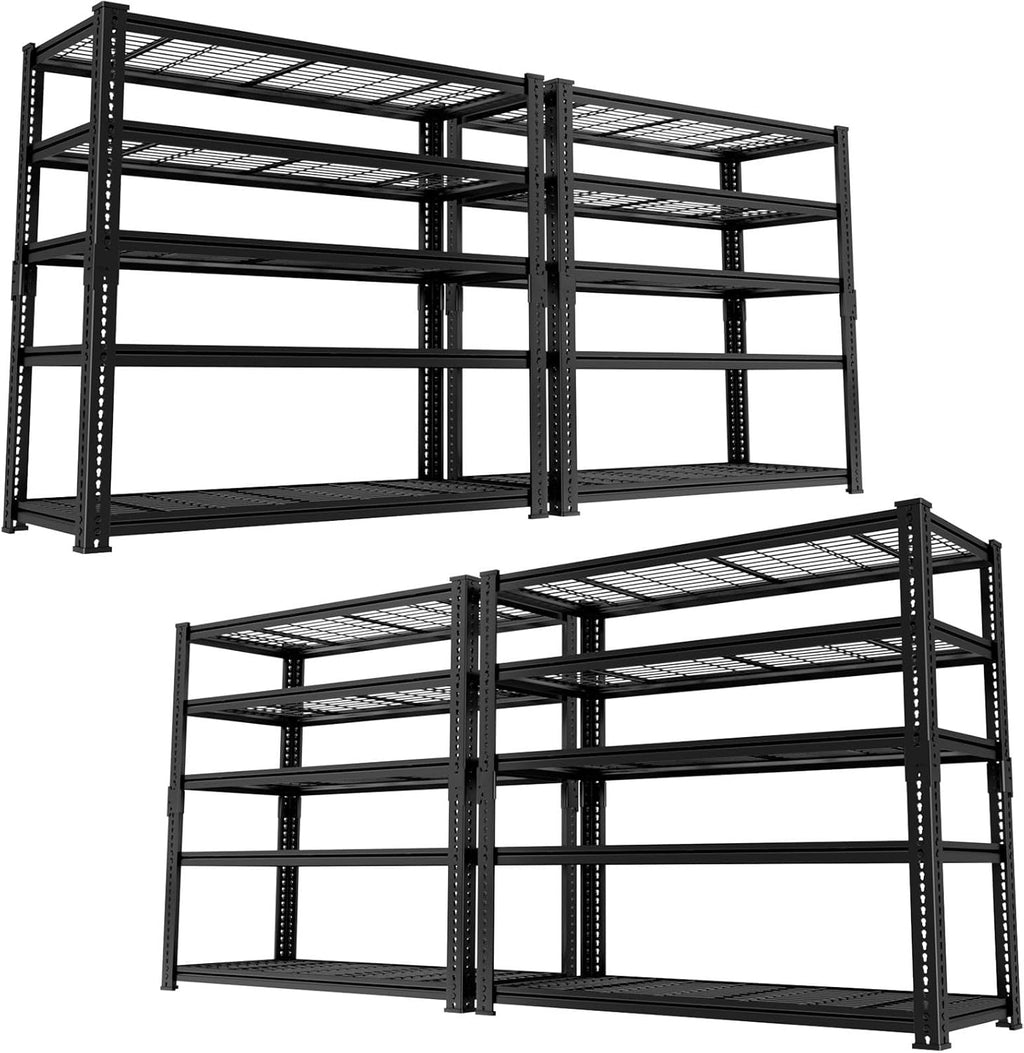 ROOMTEC Garage Shelving, 4 PCS 3300 LBS Capacity Sorage Shelves Heavy Duty, 5 Tier Adjustable Metal Organizer Wire Rack, 60" L x 24" W x 78" H Utility Shelf Unit for Kitchen Pantry