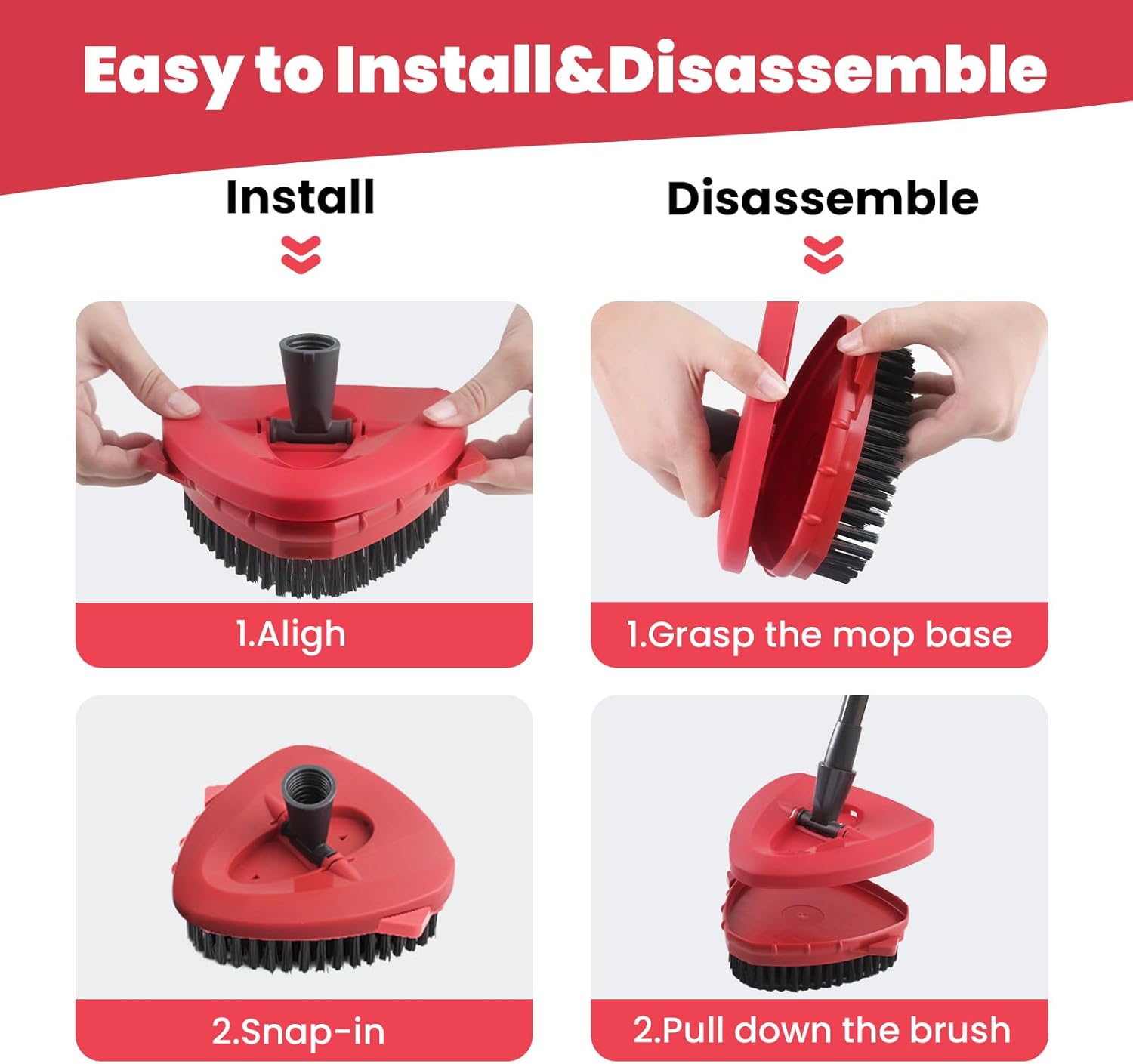 2 Pack Scrub Brush Attachment Compatible with O Cedar EasyWring Microfiber Spin Mop 1 Tank System, Upgraded Floor Scrubber Mop Replace Head, More Bristles Brush Heads for Kitchen, Deck and Bathroom