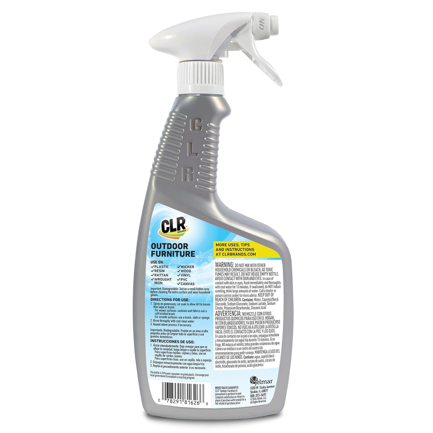 CLR Brands Outdoor Furniture Cleaner, 26 oz. Spray Bottle, Cleans Outdoor Surfaces, Remove Dirt and Grime from Fabric, Wood, Wicker, PVC, Plastic and More