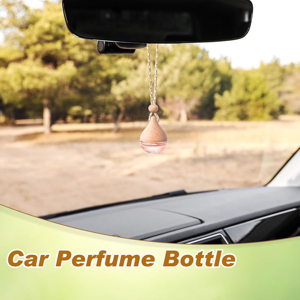 BBTO 50 Pcs Hanging Car Air Freshener Car Diffuser Bottles Empty Glass Perfume Bottle Freshener Diffuser Bottle Pendant for Essential Oil Fragrance Aromatherapy Bottle Ornament(Water Drop)