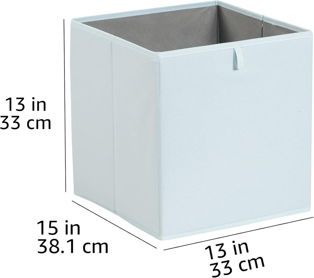 Amazon Basics Cube Organizer Bins, Collapsible Storage Baskets for Shelves, Jade Green, Pack of 6, 13x15x13"