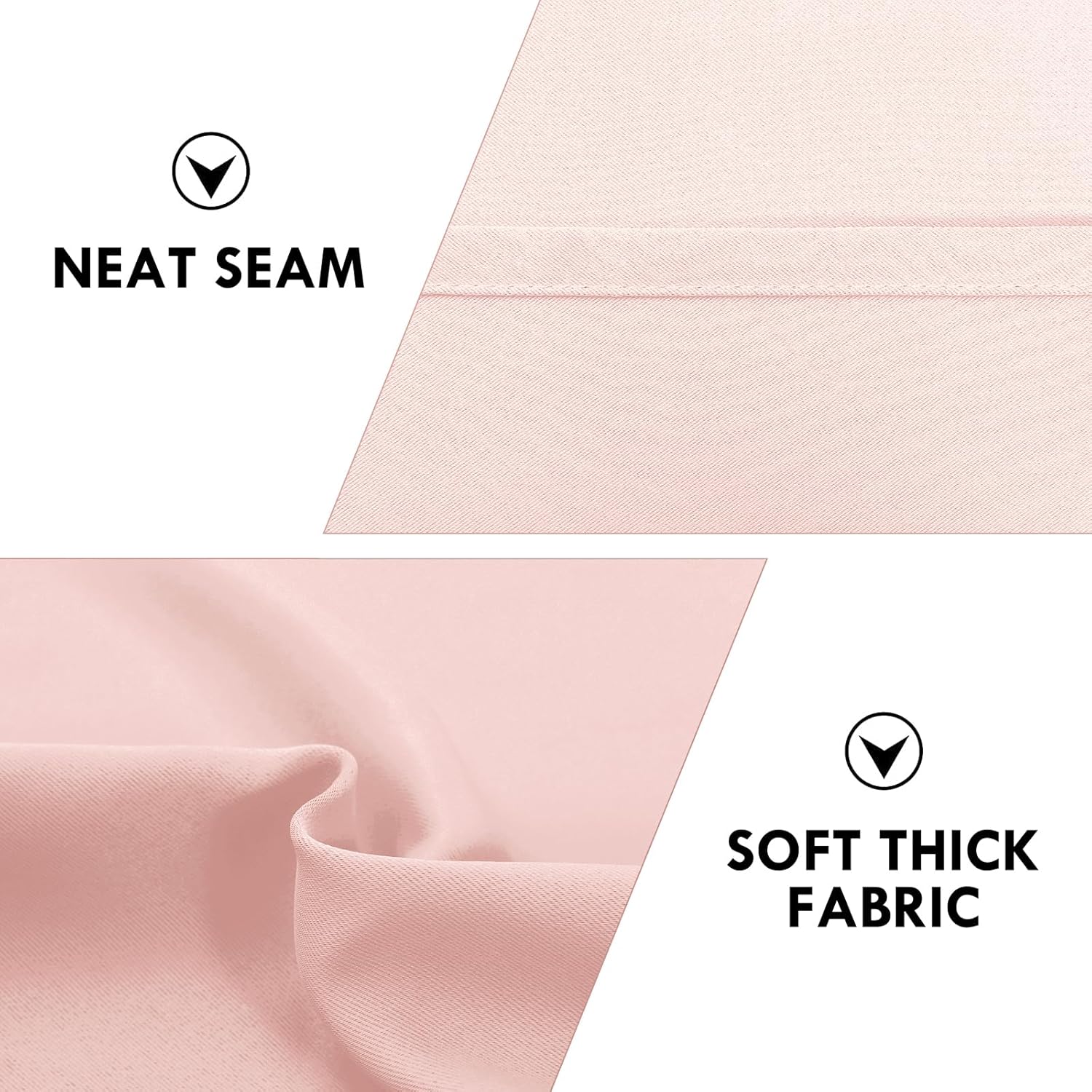 DWCN Blackout Curtains – Thermal Insulated, Energy Saving & Noise Reducing Bedroom and Living Room Curtains, Blush Pink, W 52x L 95 Inch, Set of 2 Rod Pocket Curtain Panels