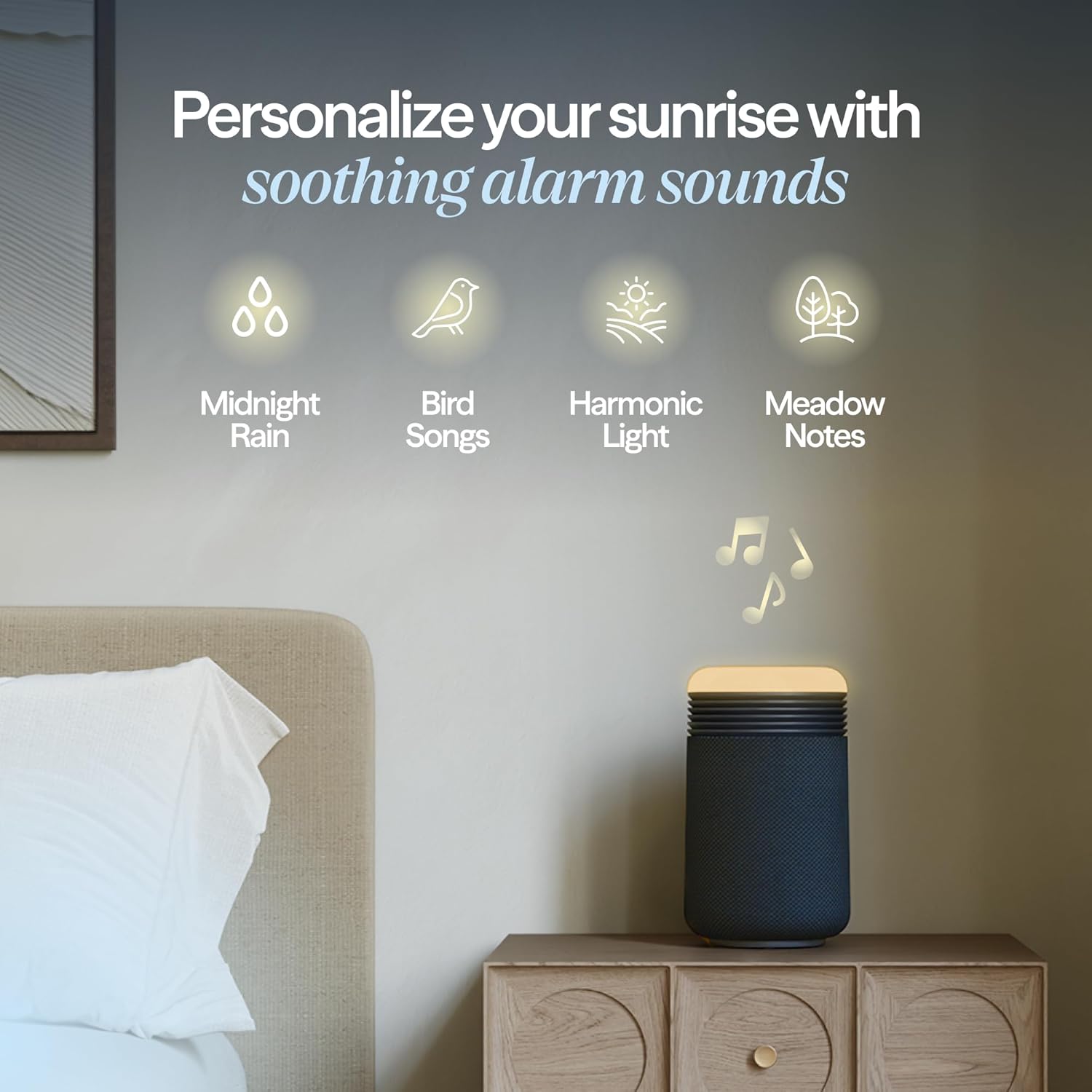 BLUEAIR Purifier for Bedroom - Mini Restful - Sunrise Clock with HEPASilent Filtration and Wake Up Light - Cleans Air and Supports Circadian Rhythm - USB-C and App Connectivity, Blue