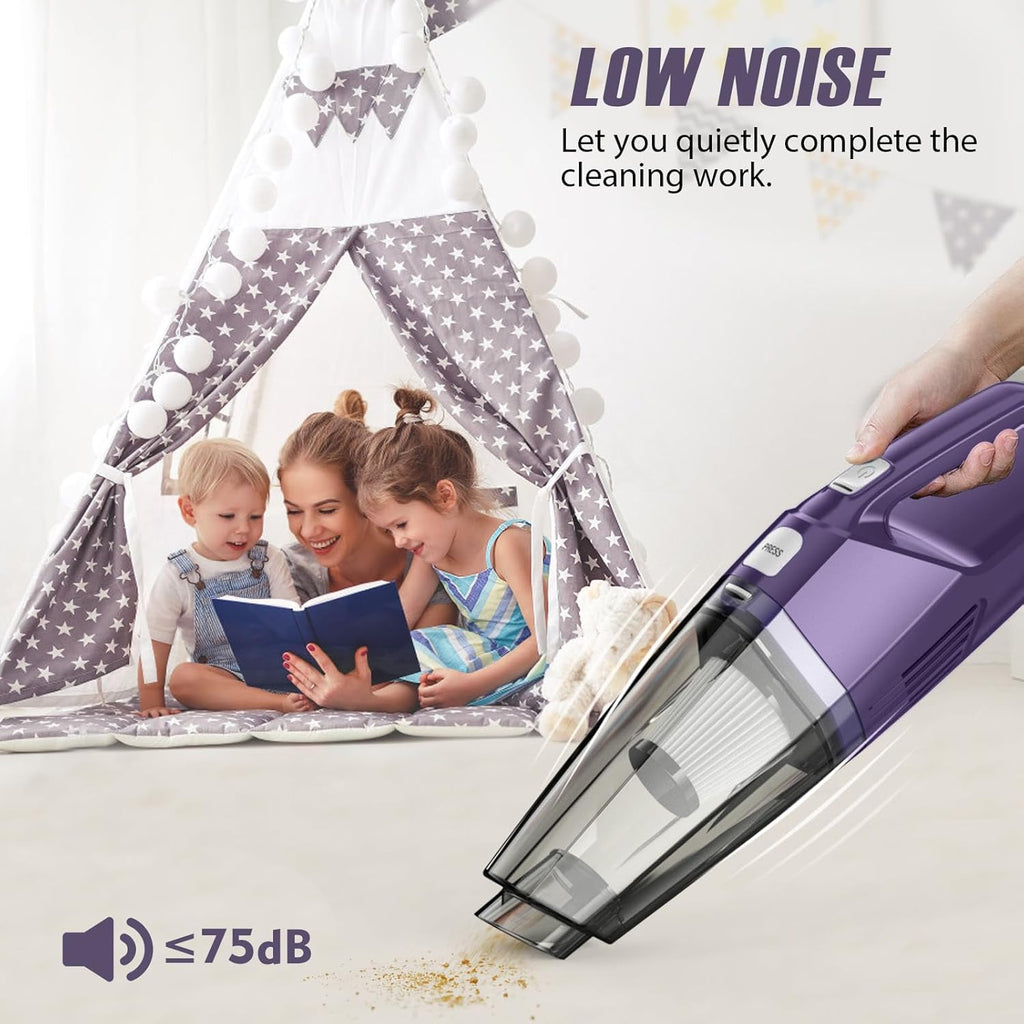 Handheld Vacuum Cordless – Car Vac Portable with 8KPA & Multi Accessories & Low Noise, Lightweight Hand Held Vacuum Cordless Rechargeable for Car/Home/Dust/Pet Hair, Mine Portable Vacuum