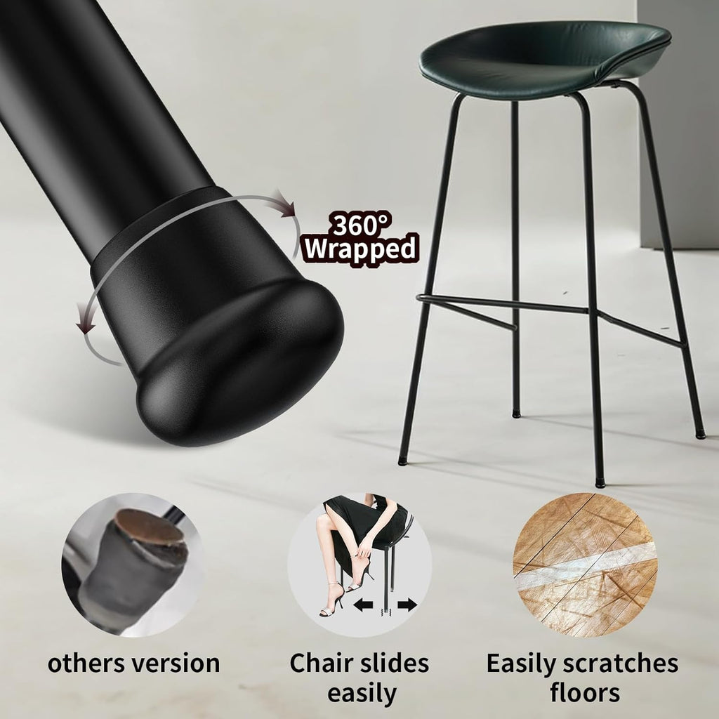 1 Inch Heavy Duty Rubber Chair Leg Caps - 24 PCS Non-Slip Furniture Floor Protectors with Metal Inserts for Wood, Tile, Carpet - Fits Chairs,Stools,Bar Stools