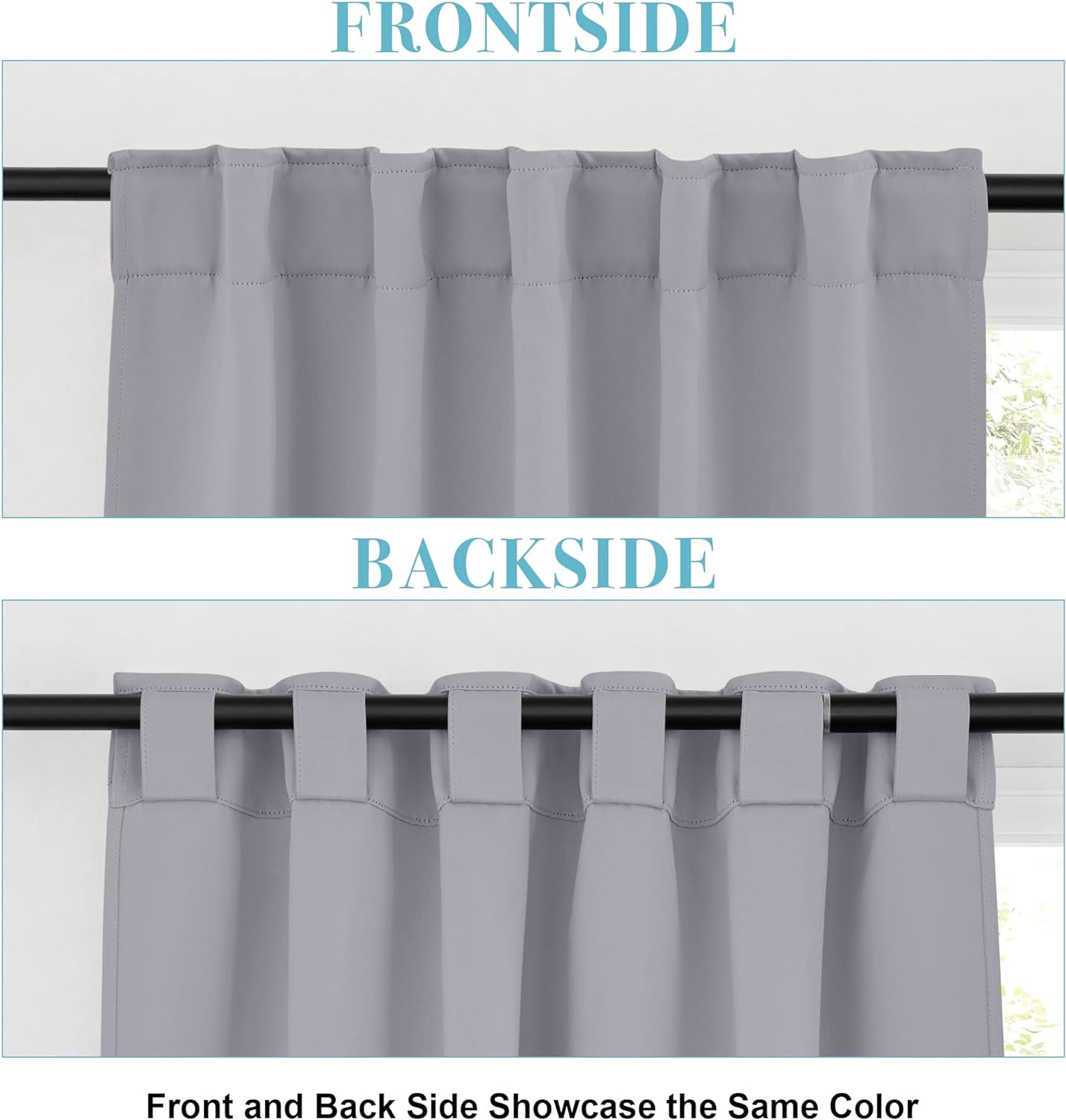 RYB HOME Small Window Curtains Blackout, Privacy Thermal Insulating Drapes for Bedroom Bathroom Basement Cafe Classroom Window Decor, W 34 x L 45 inches, Silver Grey, 2 Panels