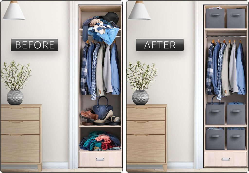 Sorbus 13 Inch Storage Bins - Sturdy Collapsible Fabric Storage Cubes with Handle - 8 Foldable Baskets for Organizing Clothes, Toys, Books - Storage Baskets for Shelves, Closets