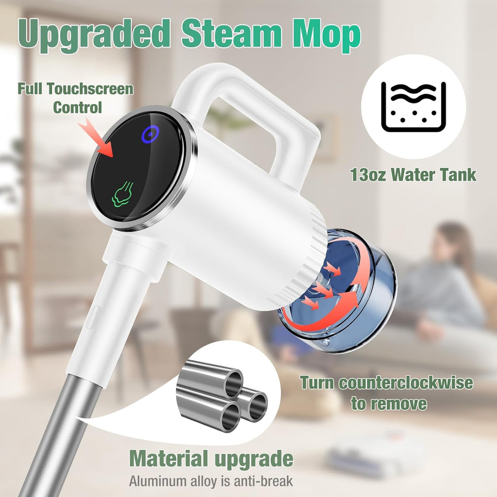 11-in-1 Steam Mop - Detachable Handheld Steam Cleaner with 500mL Tank, 260℉ Floor Steamer for Hardwood, Tile, Grout, Windows, Bath & Kitchen - 3-Level Steam Control, Multi-Purpose Floor Steam Cleaner