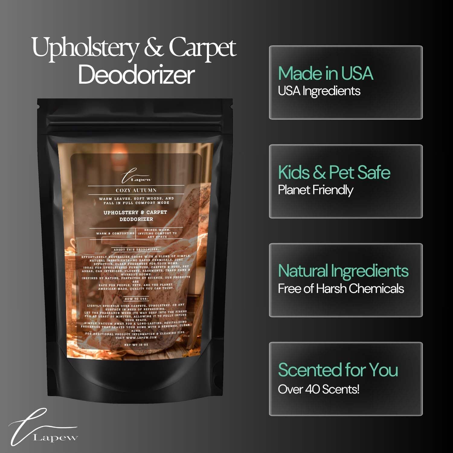 Cozy Autumn Carpet Freshener Powder: Powerful Odor Eliminator for Home, Upholstery Deodorizer, Carpet Deodorizer, Pet Urine, Cat Litter Box - Perfect Autumn Fragrance