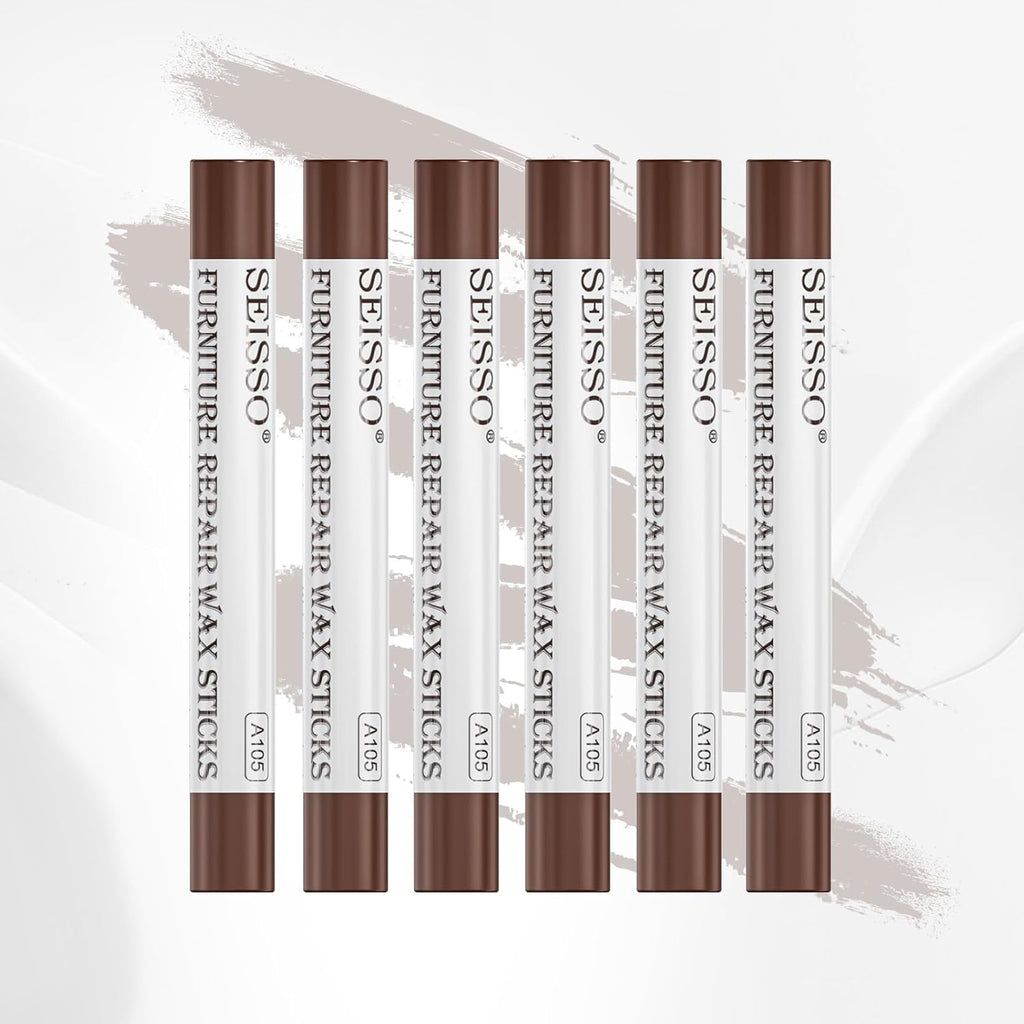 SEISSO Furniture Repair Crayon, 6 Pcs - Wood Filler Sticks, Scratch Repair Wax, Furniture Marking Repair - Scratch, Cracks, Hole, Table, Wood Floor, Guitar, Covering, Instrument Fill Sticks-Redoak