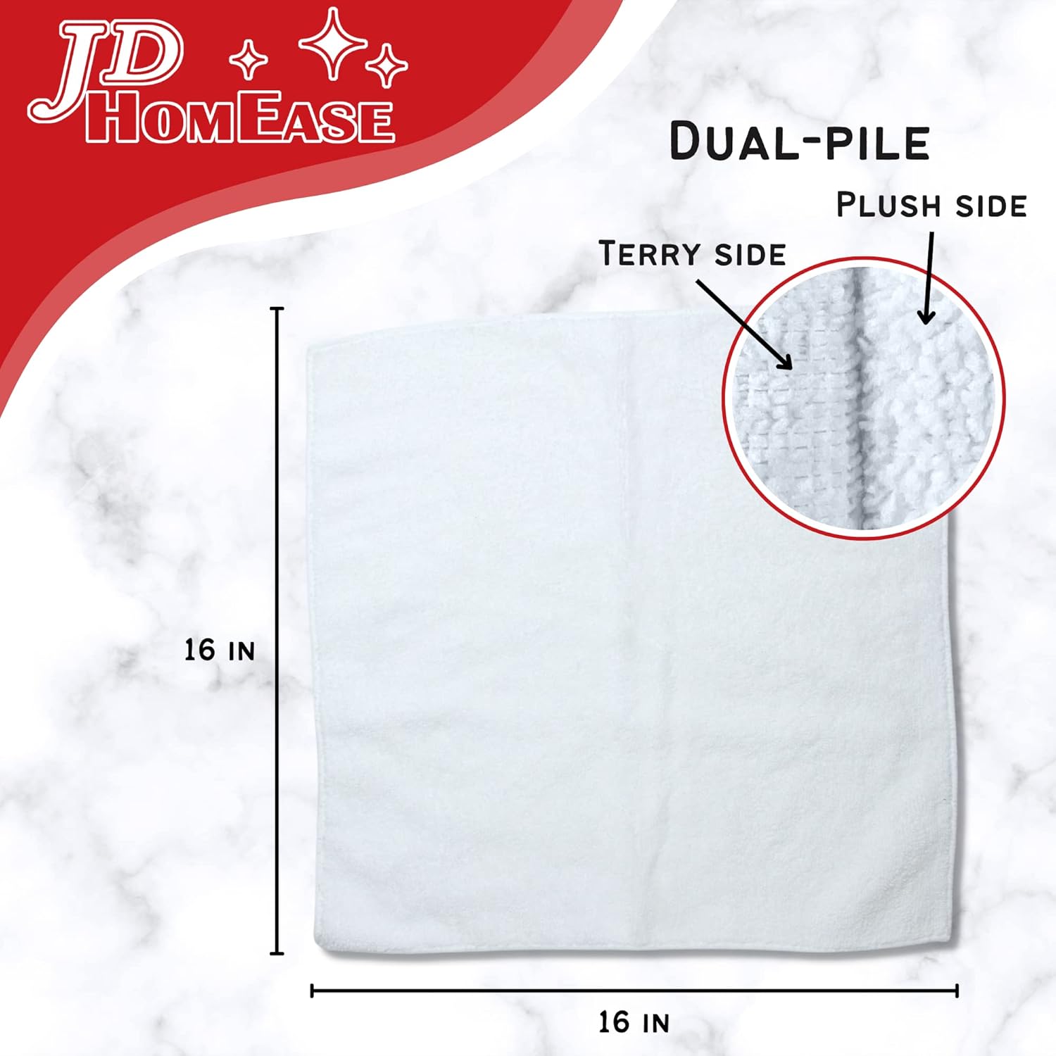 Microfiber Cleaning Cloths,24 Pack, 16"x16", All-Purpose, Softer, Highly Absorbent, Lint-Free, Reusable, Washable Pro Towels, White, for House, Kitchen, Bathroom, Car, Office