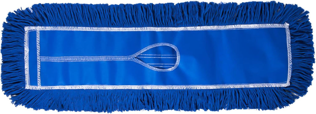 Commercial Dust Mop Replacement Head - 24 x 5 in. Cotton Nylon Reusable Mop Head- Industrial Dust Mop Refill for Floor Cleaning & Janitorial Supplies, Blue
