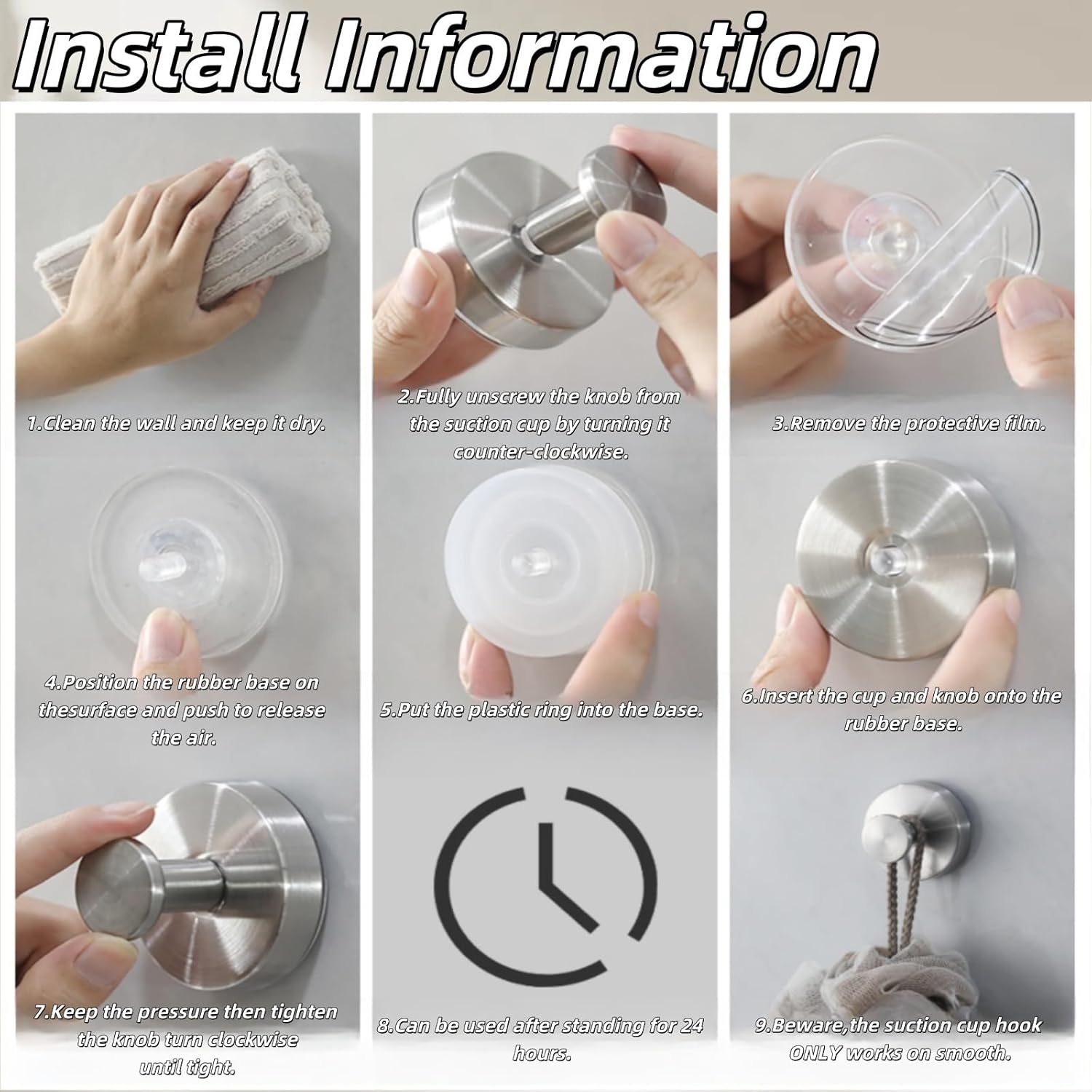 2025 Upgraded Stainless Steel Heavy Duty Suction Cup Hooks For Shower Bathroom Accessories Removable Hook For Glass Window Door Wall Hooks For Hanging Towels Robes Wreaths (Pack Of 5, Black)