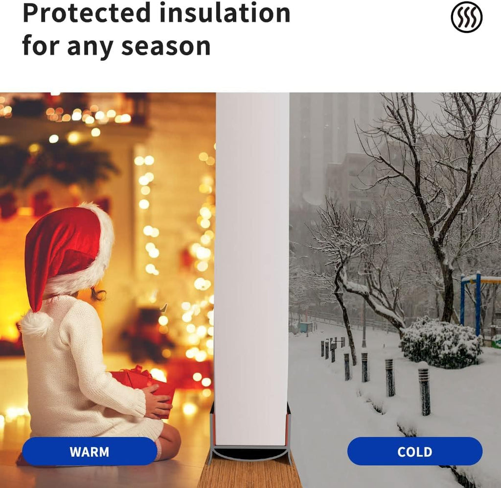 Door Draft Stopper, Strong Adhesive Door Sweep for Exterior and Interior Doors, 39” Length Cuttable Under Door Seal. (Black, 2 Pack)