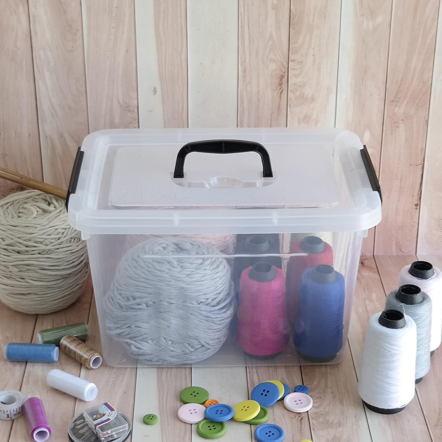 Zopnny 12 Quart Storage Latch Bins with Handles, Plastic Clear Storage Box with Lid, 6 Pack