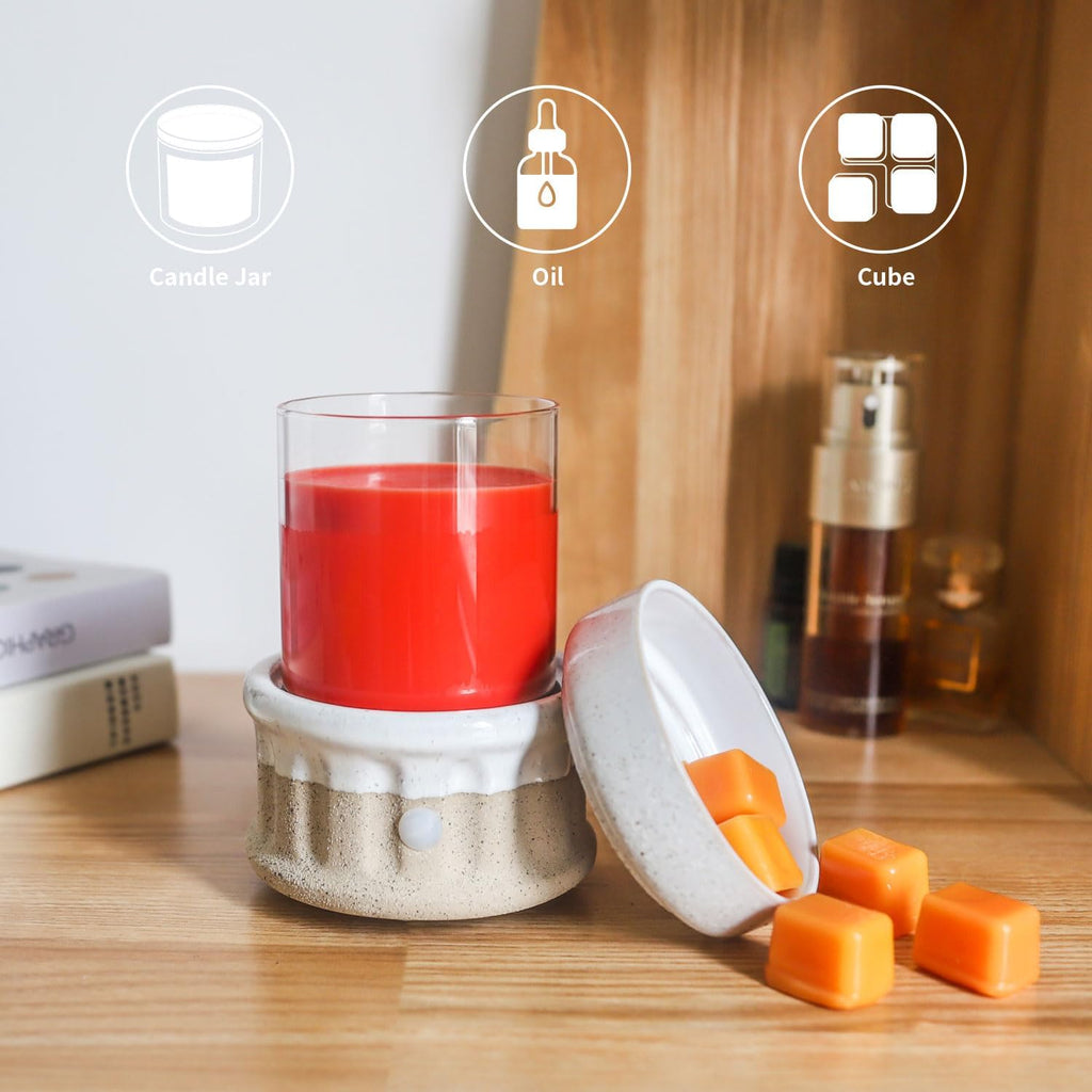 Ceramic Wax Melt Warmer - 3 in 1 Smokeless and Flameless Electric Wax Warmer,Easy to Handle Candle Warmer for Essential Oil and Wax Cubes is Suitable for Home and Office Décor…