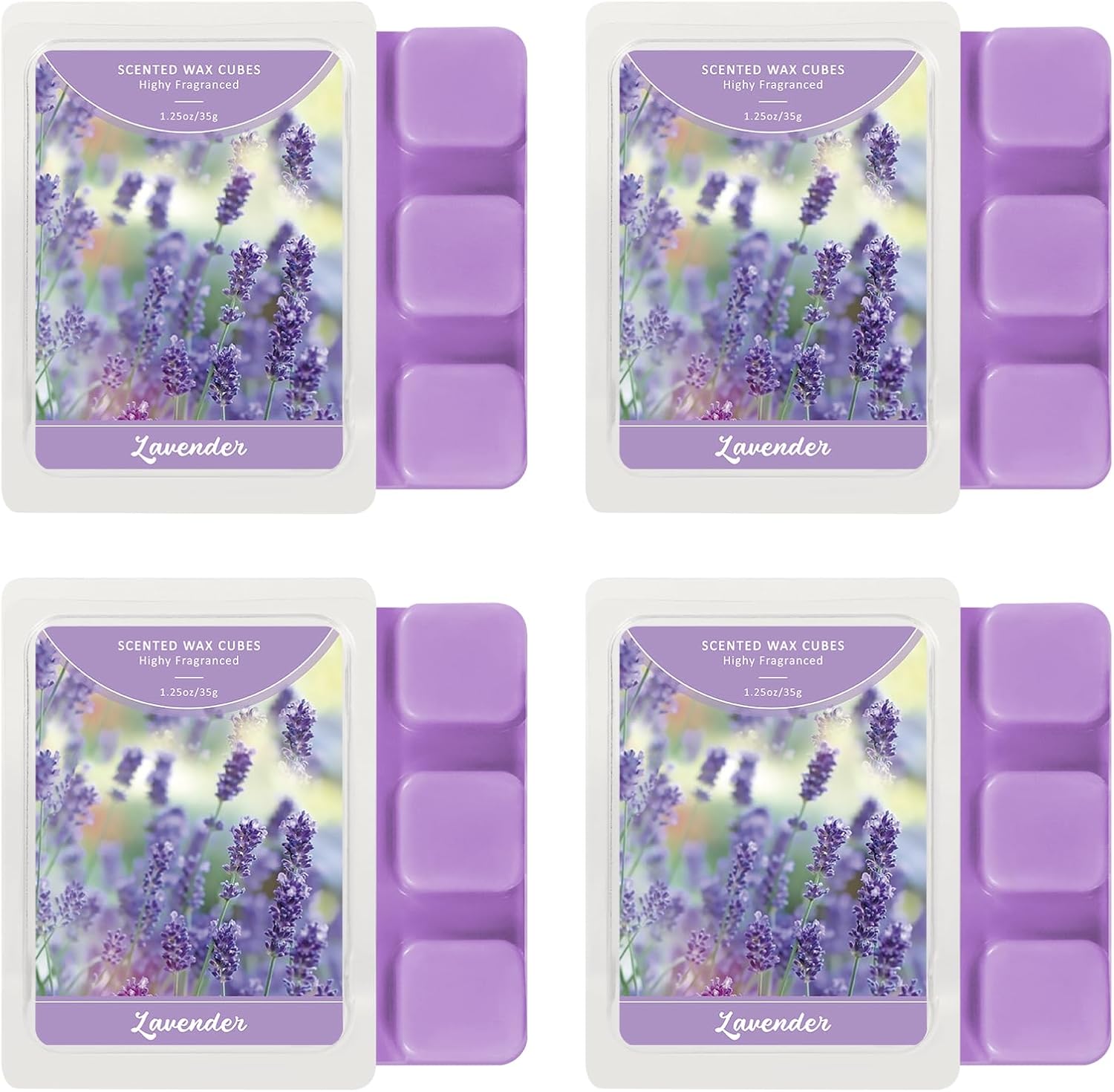 SCENTORINI Wax Melts Wax Cubes, Long Lasting Lavender Wax Melts for Sleep, Scentsy Wax Melts for Warmer 4 Pack, Scented Soy Wax Strong Scent, 4 * 1.25oz