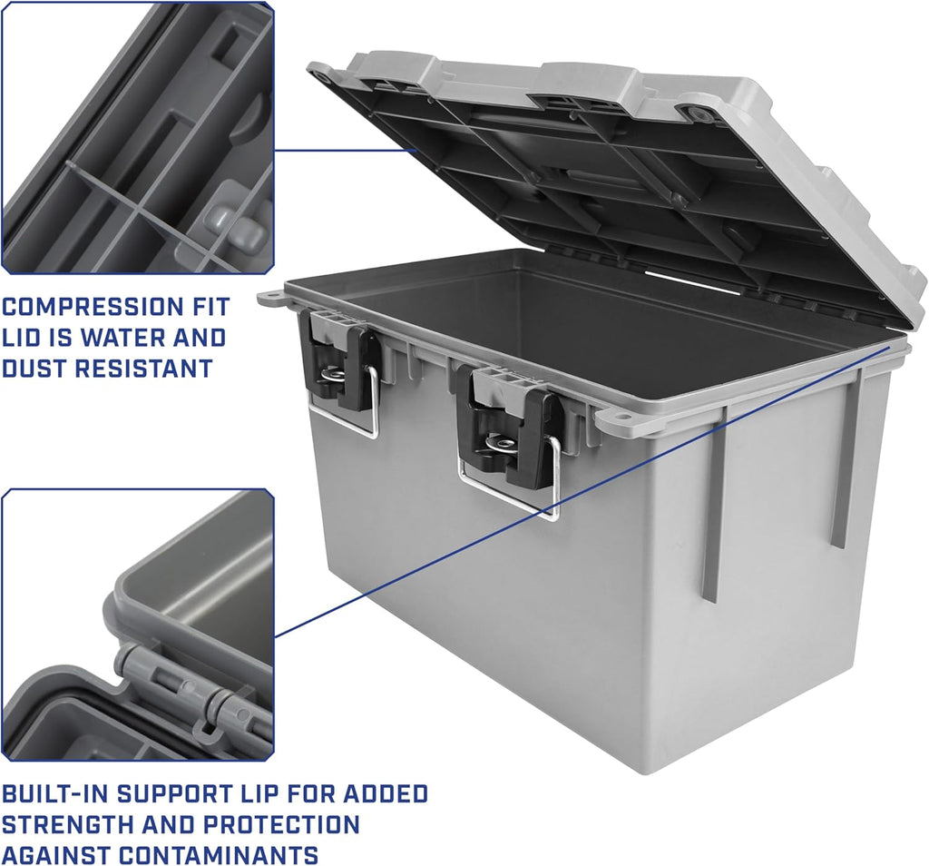 Sheffield 12766 XL Storage Bins With Lids, 4-Pack Stackable Storage Bins, Made in USA, Lockable and Water-Resistant Containers with Lids, Plastic Containers for Home, Classroom, and Dorm