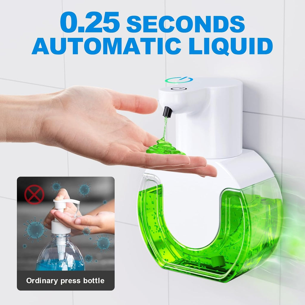Automatic soap dispenser touchless 15oz/420ml Kitchen Dish Automatic Liquid Soap Dispenser 4 Adjustable Soap Dispensing Levels Wall Mount for Kitchen and Bathroom, Liquid Hand Soap Dispenser