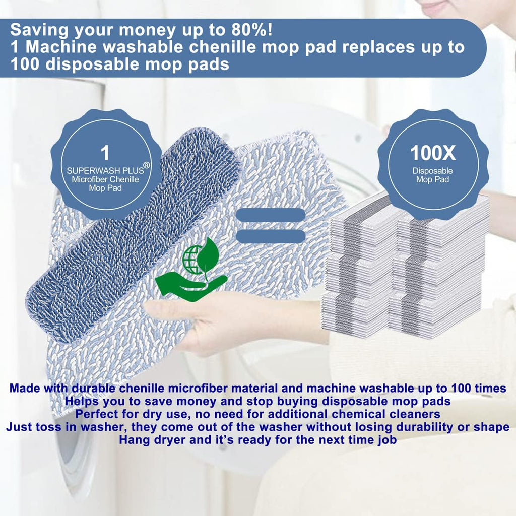 Replacement Microfiber Floor Cleaning Pads - 18''x5'' Dust Mop Refill Sweeping Pad Compatible with Bona Mop, Reusable Dry Mop Head Fits 17” to 18” Flat Mop - 4 Pack