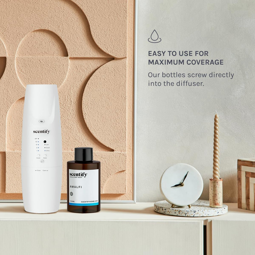 Scentify Amalfi Aroma Oil Refill Scent for Oil Diffusers - Lemon, Jasmine, Orchid, Amber, Musk Scents - Luxurious Relaxing Aromatherapy Diffuser Fragrance 100ml, 3.38 oz